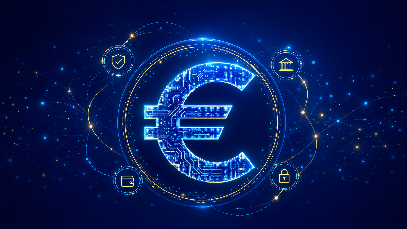 Illustration symbolisant l'euro numérique et la souveraineté monétaire européenne